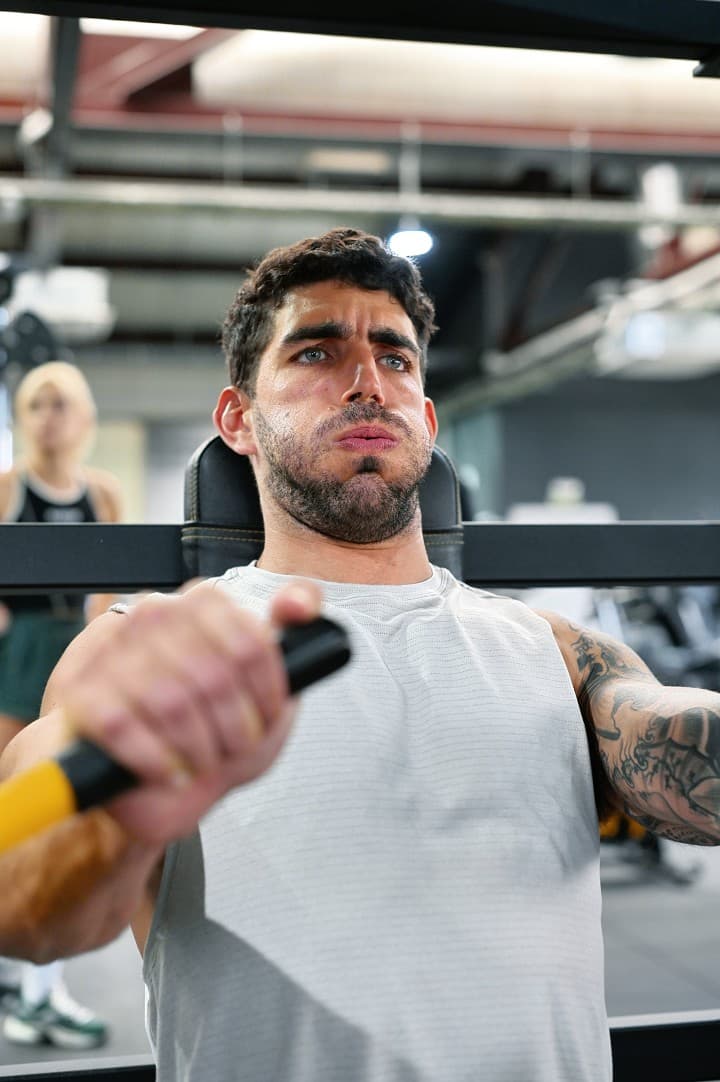 Athlete training in a commercial gym