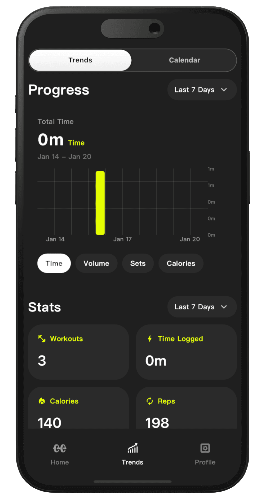 Workout progress screen